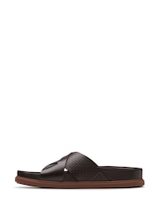 Clarks Brown Leather Torford Cross Sandals - Image 2 of 7