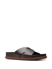Clarks Brown Leather Torford Cross Sandals - Image 3 of 7