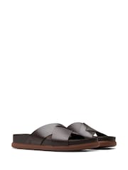Clarks Brown Leather Torford Cross Sandals - Image 4 of 7