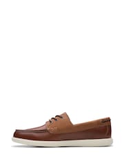 Clarks Tan Bratton Leather Boat Shoes - Image 4 of 5