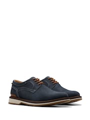 Clarks Blue Wide Fit (H) Nubuck Monahan Plain Shoes - Image 4 of 8
