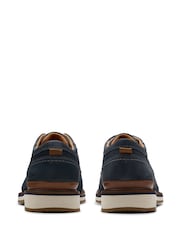 Clarks Blue Wide Fit (H) Nubuck Monahan Plain Shoes - Image 5 of 8