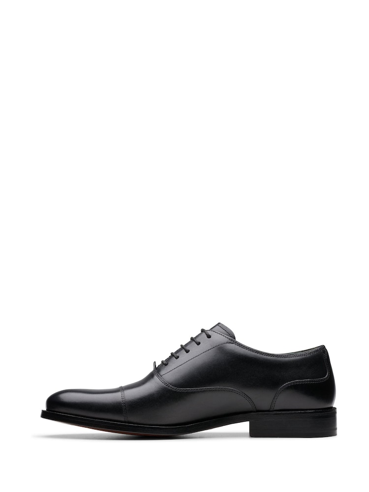 Clarks Black Leather Craft James Cap Shoes - Image 2 of 7