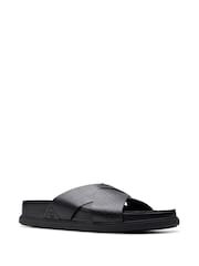 Clarks Black Leather Torford Cross Sandals - Image 3 of 7
