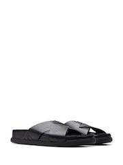Clarks Black Leather Torford Cross Sandals - Image 4 of 7