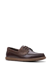Clarks Dark Brown Bratton Leather Boat Shoes - Image 3 of 7