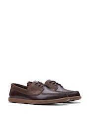 Clarks Dark Brown Bratton Leather Boat Shoes - Image 4 of 7