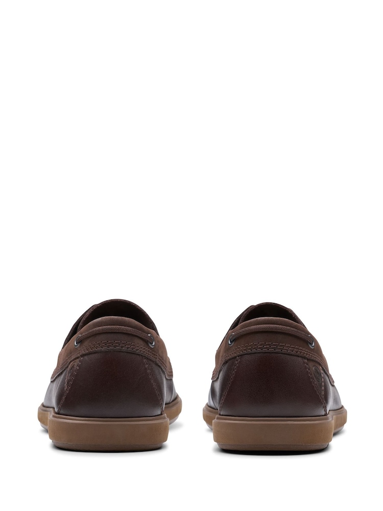 Clarks Dark Brown Bratton Leather Boat Shoes - Image 5 of 7