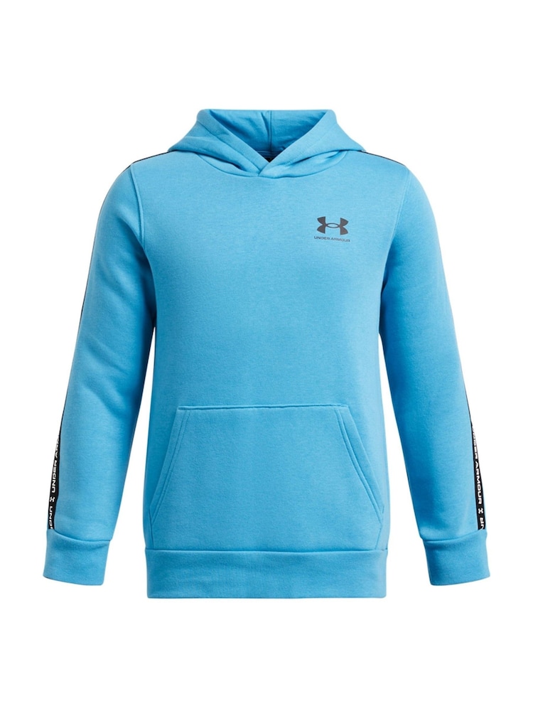 Under Armour Blue Icon Taped Fleece Hoodie - Image 1 of 2