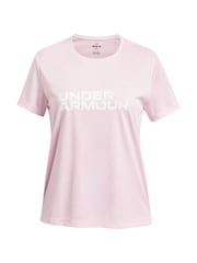 وردي - تيشرت Tech بكُم قصير بتصميم ملتف ومزين بشعار من Under Armour - صورة 1 من 2
