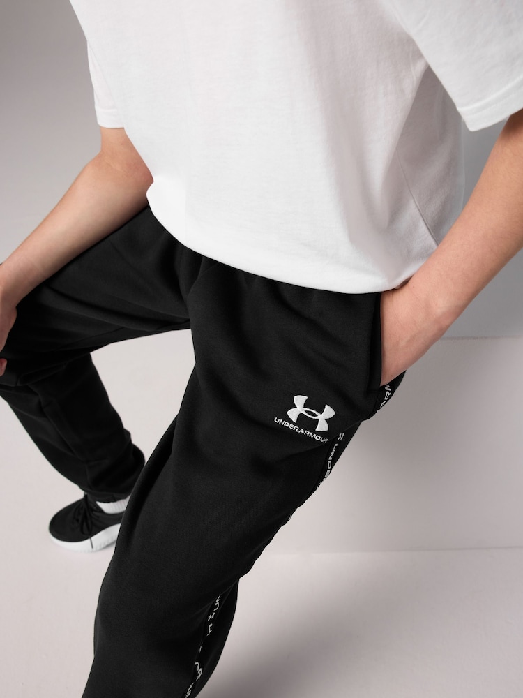 Under Armour Black Icon Taped Fleece Joggers - Image 3 of 9