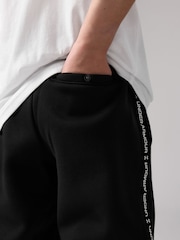 Under Armour Black Icon Taped Fleece Joggers - Image 6 of 9