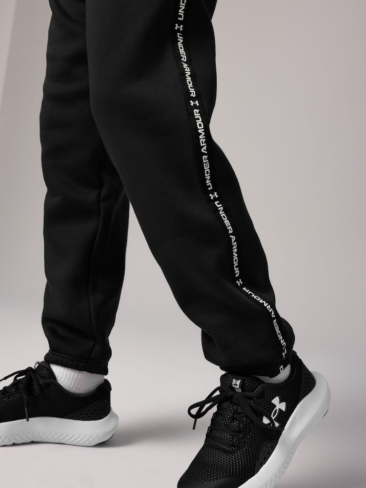Under Armour Black Icon Taped Fleece Joggers - Image 7 of 9