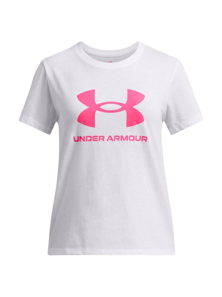 أبيض - تيشرت بكُم قصير مُزيَّن بشعار كبير من Under Armour - صورة 2 من 2