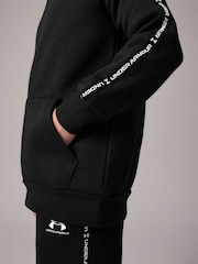 Under Armour Black Icon Taped Fleece Hoodie - Image 10 of 12
