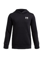 Under Armour Black Icon Taped Fleece Hoodie - Image 11 of 12