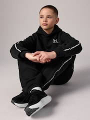 Under Armour Black Icon Taped Fleece Hoodie - Image 6 of 12