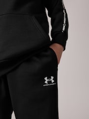 Under Armour Black Icon Taped Fleece Hoodie - Image 9 of 12