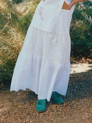 Joules White Broderie Tiered Maxi Skirt - Image 1 of 10