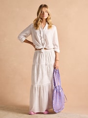 Joules White Broderie Tiered Maxi Skirt - Image 4 of 10