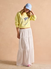 Joules White Broderie Tiered Maxi Skirt - Image 6 of 10