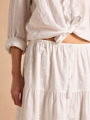 Joules White Broderie Tiered Maxi Skirt - Image 7 of 10