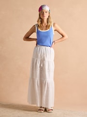 Joules White Broderie Tiered Maxi Skirt - Image 8 of 10
