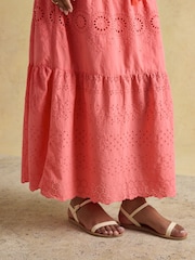 Joules Pink Broderie Tiered Maxi Skirt - Image 3 of 7