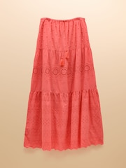 Joules Pink Broderie Tiered Maxi Skirt - Image 7 of 7