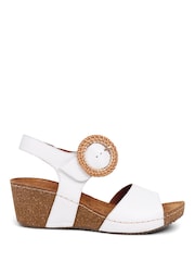 Pavers White Leather Wedge Sandals - Image 1 of 5