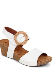 Pavers White Leather Wedge Sandals - Image 2 of 5