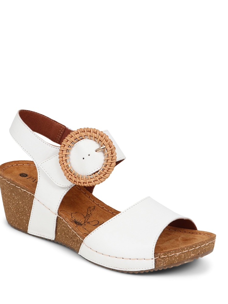 Pavers White Leather Wedge Sandals - Image 2 of 5