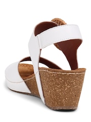 Pavers White Leather Wedge Sandals - Image 3 of 5