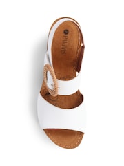 Pavers White Leather Wedge Sandals - Image 4 of 5