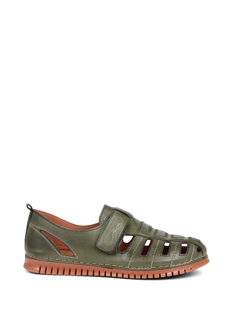 Pavers Green Leather Fisherman Sandals - Image 1 of 5