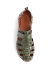 Pavers Green Leather Fisherman Sandals - Image 4 of 5