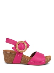 Pavers Pink Leather Wedge Sandals - Image 1 of 5