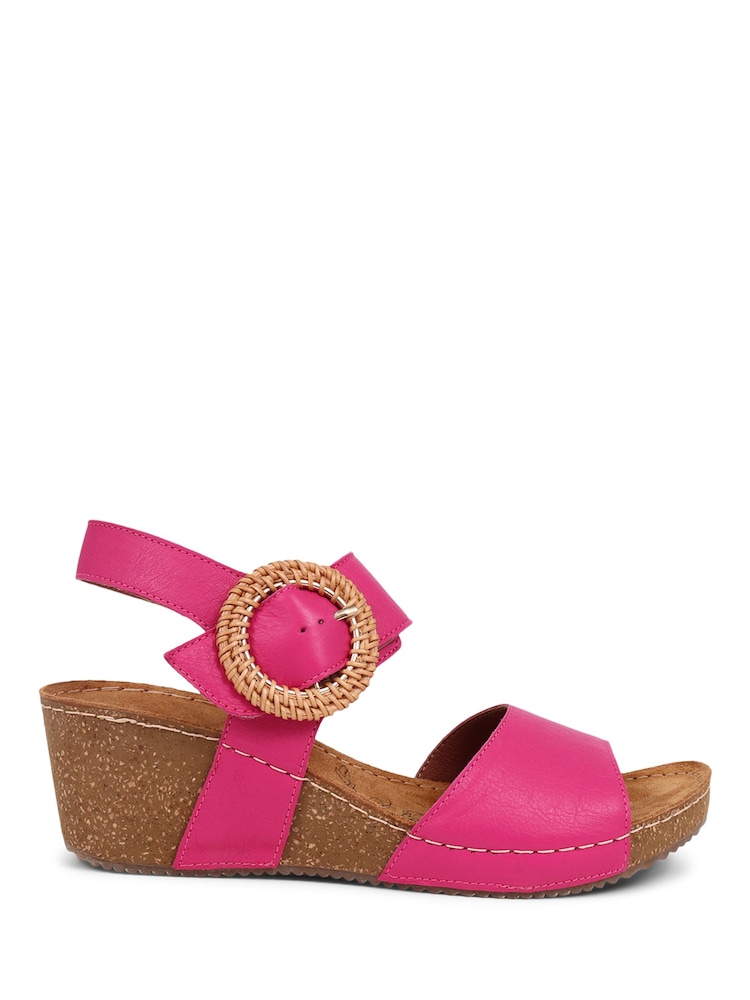 Pavers Pink Leather Wedge Sandals - Image 1 of 5
