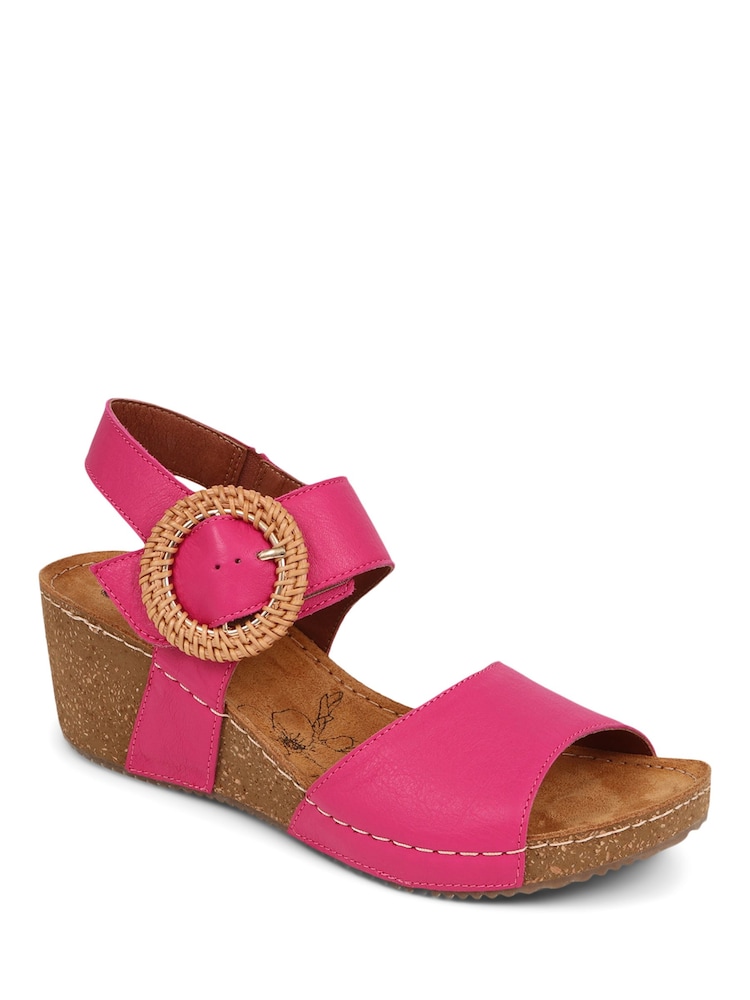 Pavers Pink Leather Wedge Sandals - Image 2 of 5