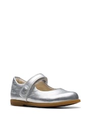 Clarks Silver Standard Fit (F) Drew Tap Toddler Shoes - Image 3 of 7