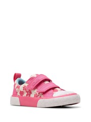 Clarks Pink Shell Narrow Fit  (E) Clarks Toddler Wide Fit Foxing Canvas Shoes - Image 3 of 7