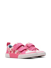 Clarks Pink Shell Narrow Fit  (E) Clarks Toddler Wide Fit Foxing Canvas Shoes - Image 4 of 7