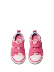 Clarks Pink Shell Narrow Fit  (E) Clarks Toddler Wide Fit Foxing Canvas Shoes - Image 5 of 7