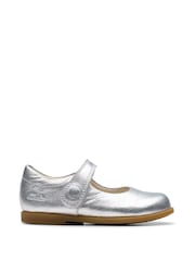 Clarks Silver Wide Fit (G) Drew Tap Toddler Shoes - Image 1 of 7