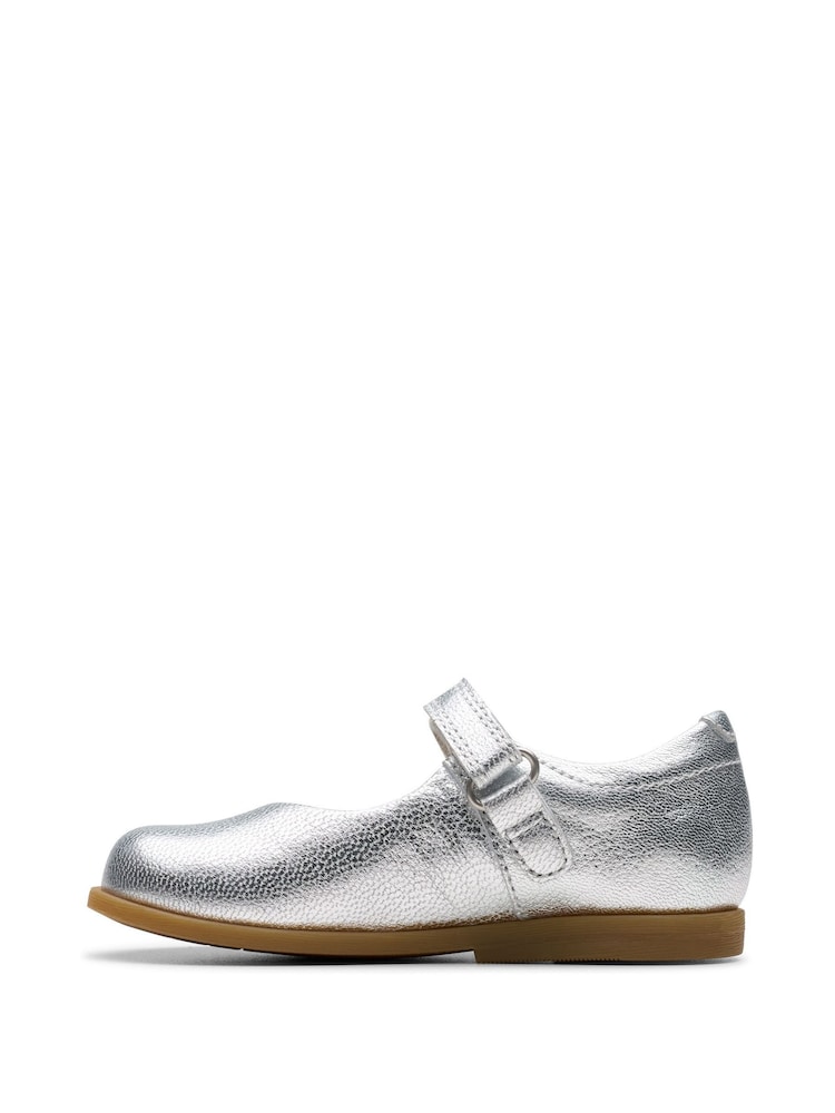 Clarks Silver Wide Fit (G) Drew Tap Toddler Shoes - Image 2 of 7