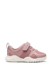 Clarks Pink Wide Fit (G) Toddler Wide Fit Feather Ath Trainers - Image 1 of 7