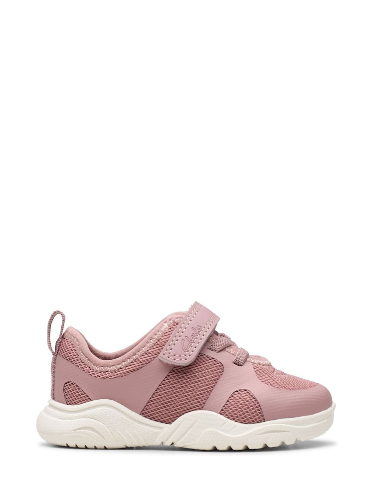 Clarks Pink Wide Fit (G) Toddler Wide Fit Feather Ath Trainers - Image 1 of 7