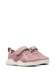 Clarks Pink Wide Fit (G) Toddler Wide Fit Feather Ath Trainers - Image 4 of 7