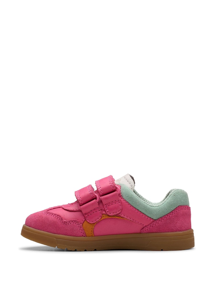 Clarks Pink Wide Fit (G) Disco Vibe Trainers - Image 2 of 7