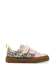 Clarks Leopard Vibe Standard Fit (F) Clarks Toddler Wide Fit Foxing Canvas Shoes - Image 1 of 6